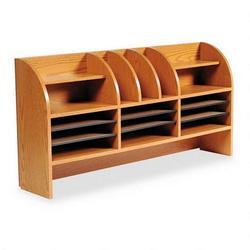 Safco Products 16-Compartment Radius Front Desktop Organizer, Medium Oak (SAF9415MO)